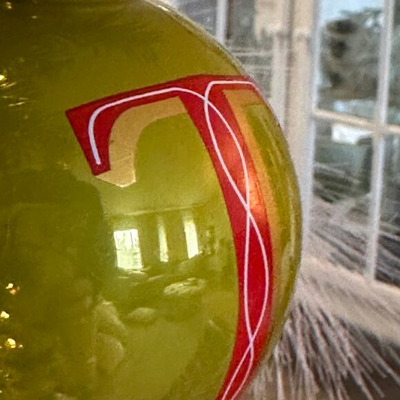T initial Glass ornament monogram green red gold IN BOX NEW "T" Christmas - Picture 10 of 12
